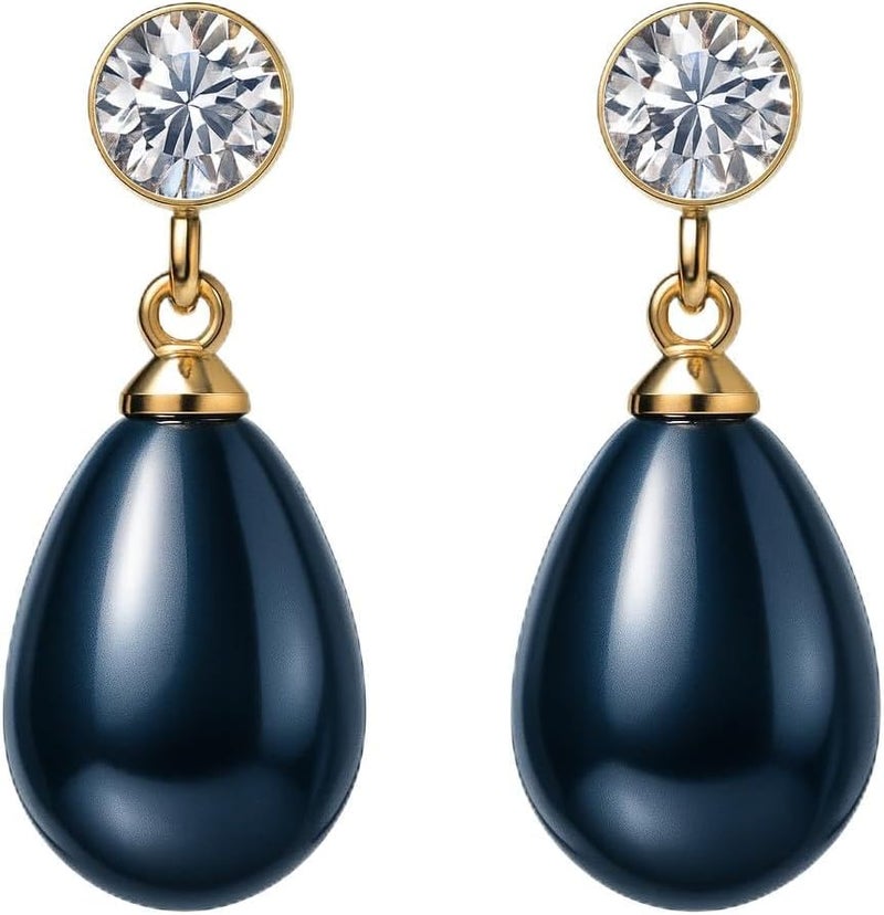 ZENCHEER Pearl Clip on Earrings for Women - 14K Gold Silver Plated Cubic Zirconia Non Pierced Ear Clips Jewelry Gifts for Wedding Bridal Party Gifts - Image 1